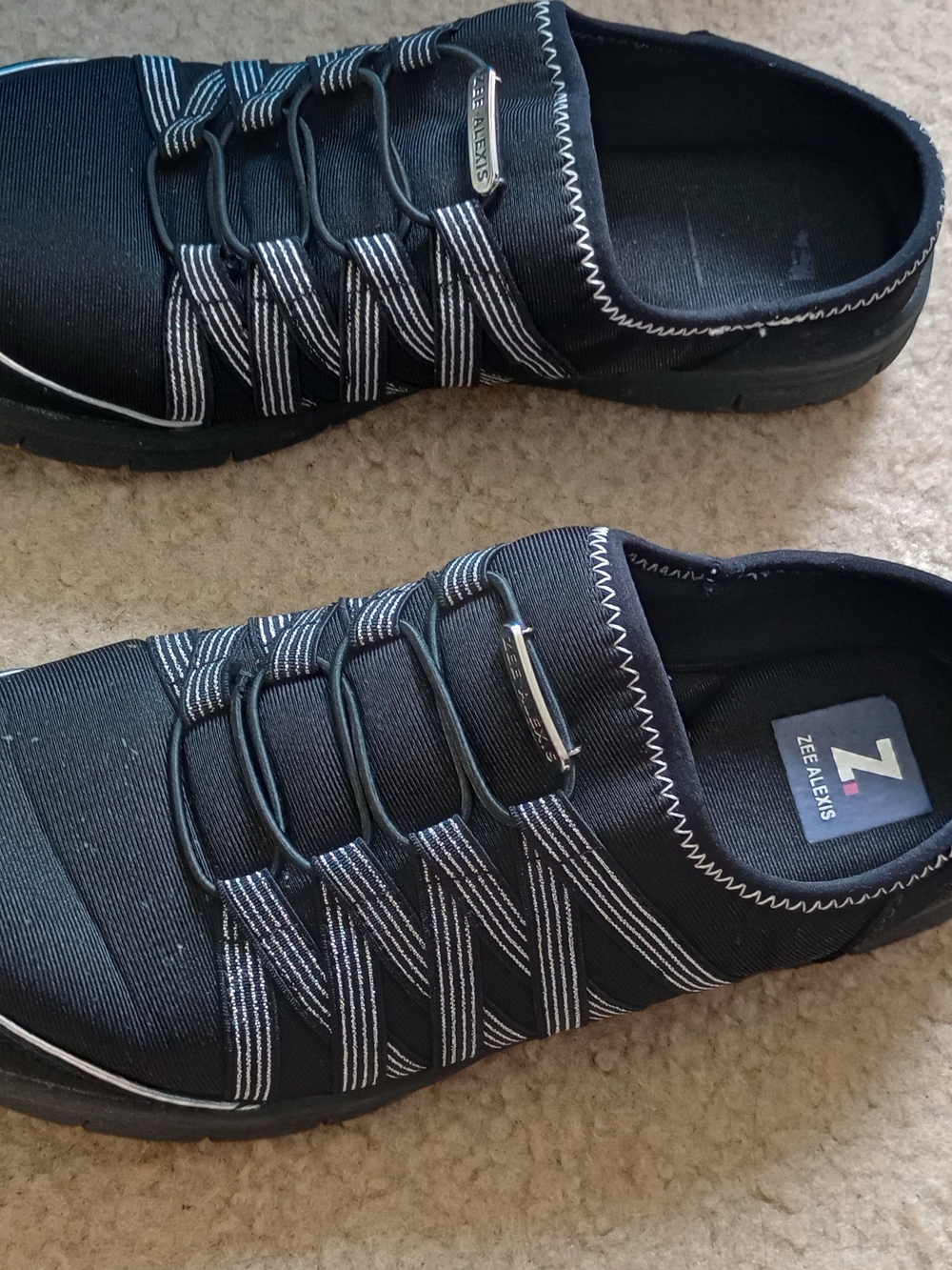 Zee Alexis slip-on sneakers in  a breathable black mesh upper  size 9.5